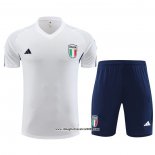 Tuta da Track Italia Manica Corta 2023 2024 Bianco - Pantalon Corto