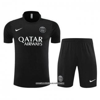 Tuta da Track Paris Saint-Germain Manica Corta 2023 2024 Nero - Pantalon Corto