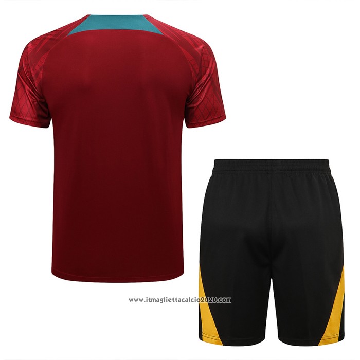 Tuta da Track Portogallo Manica Corta 2022 2023 Rosso - Pantalon Corto
